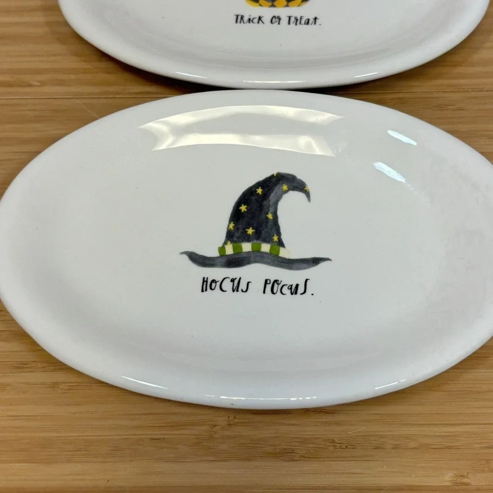 Rae Dunn HALLOWEEN Oval Plates, Hocus Pocus, And‎ Trick Or Treat ceramic
